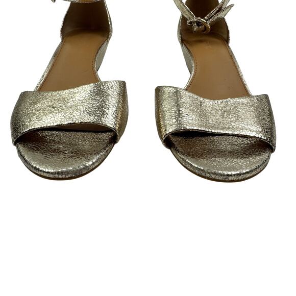 J. Crew Metallic Gold Demi-Wedge Ankle Strap Sandals Women's Size 8.5 - Picture 2 of 9